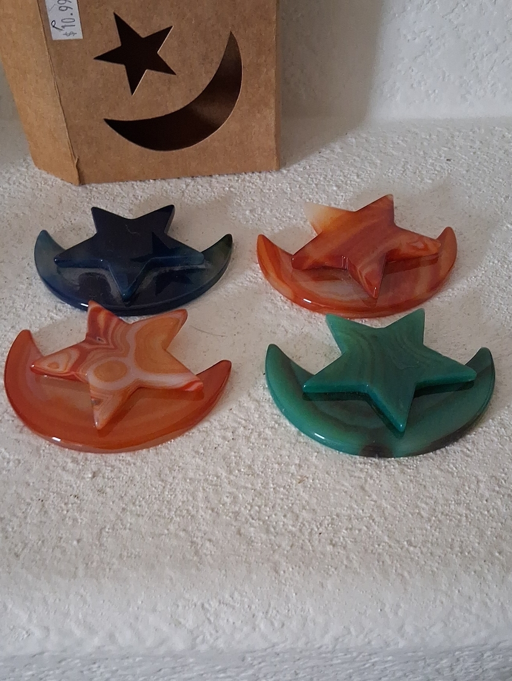 Agate Carve Handcrafted Star & Crescent  - Assorted Colors